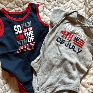 Patriotic Baby Onesies - Navy & Gray 4th of July Set